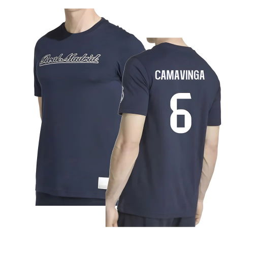 2025-2026 Real Madrid US Tee (Navy) (Camavinga 6)