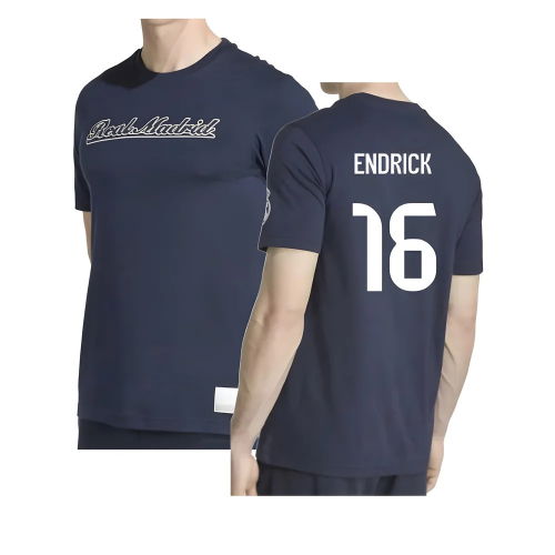 2025-2026 Real Madrid US Tee (Navy) (Endrick 16)
