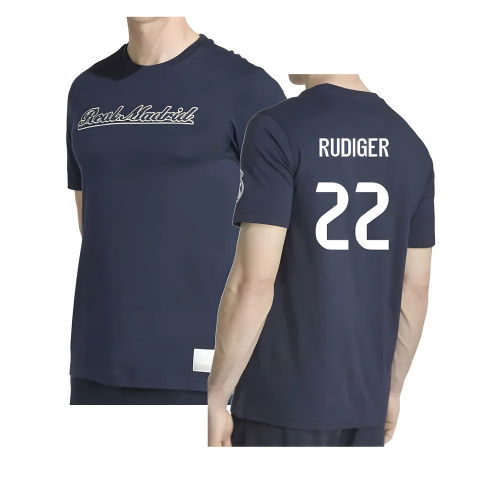 2025-2026 Real Madrid US Tee (Navy) (Rudiger 22)