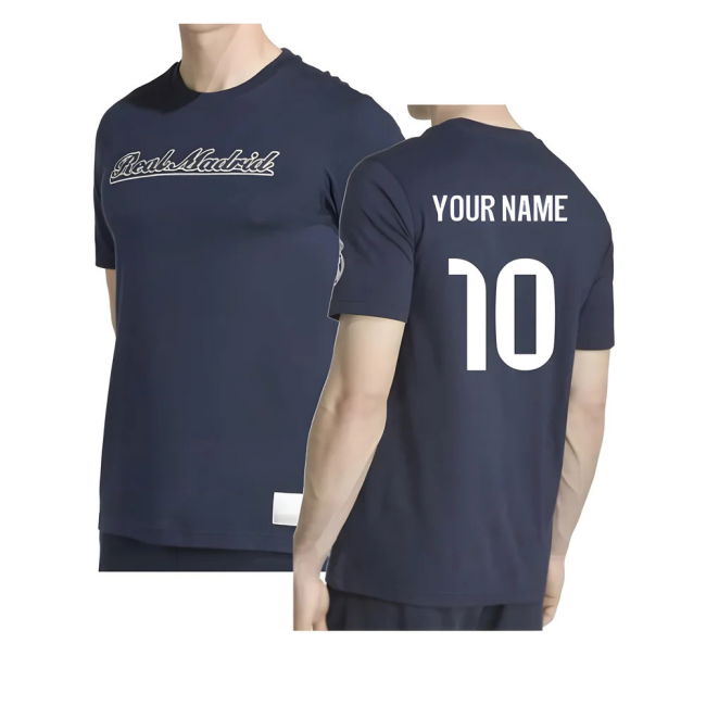 2025-2026 Real Madrid US Tee (Navy) (Your Name)