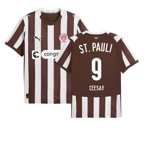 2025-2026 St Pauli Home Shirt (Ceesay 9)  2025-2026 St Pauli Home Shirt (Ceesay 9)