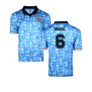 Score Draw England 1990 Third World Cup Finals Retro Football Shirt (Moore 6)
