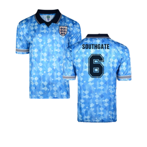 Score Draw England 1990 Third World Cup Finals Retro Football Shirt (Southgate 6)