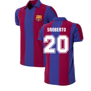 FC Barcelona 1980 - 81 Retro Football Shirt (S ROBERTO 20)