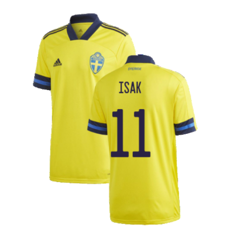 2020-2021 Sweden Home Adidas Football Shirt (ISAK 11)