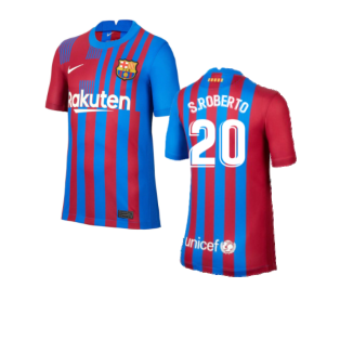 2021-2022 Barcelona Home Shirt (S.ROBERTO 20)