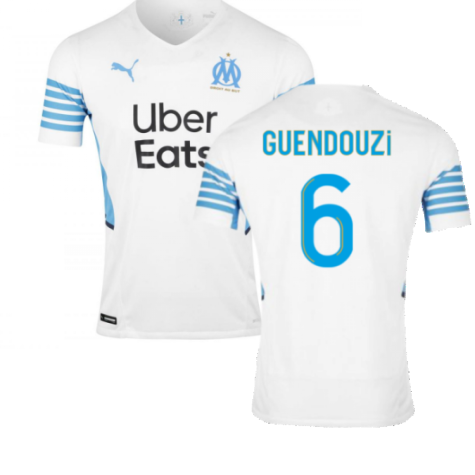 2021-2022 Marseille Authentic Home Shirt (GUENDOUZI 6)