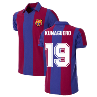 FC Barcelona 1980 - 81 Retro Football Shirt (KUN AGUERO 19)