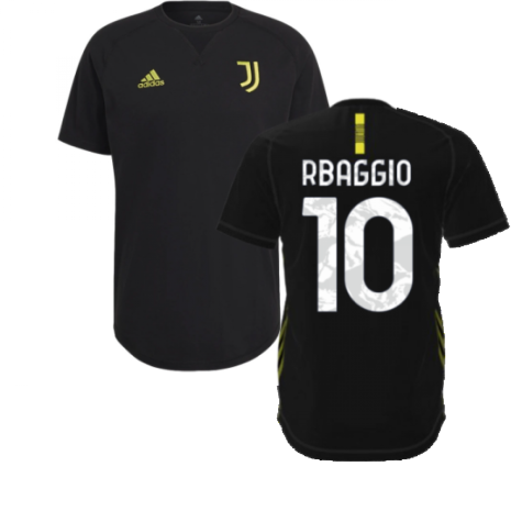 2021-2022 Juventus Travel Tee (Black) (R BAGGIO 10)