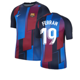 2021-2022 Barcelona Pre-Match Training Shirt (Blue) - Kids (FERRAN 19)