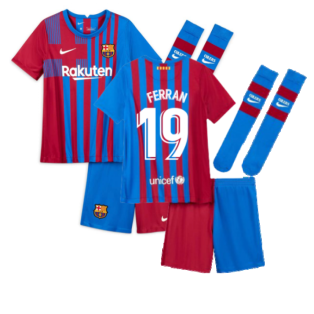 2021-2022 Barcelona Little Boys Home Kit (FERRAN 19)