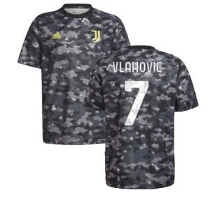 2021-2022 Juventus Pre-Match Training Shirt (Grey) (VLAHOVIC 7)