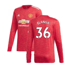 2020-2021 Man Utd Adidas Home Long Sleeve Shirt (Elanga 36)