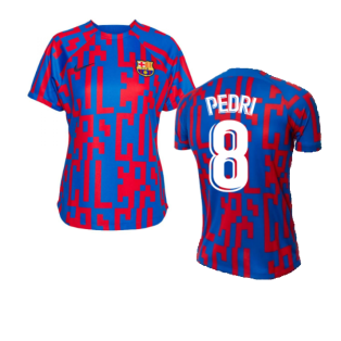 2022-2023 Barcelona Pre-Match Training Shirt (Blue) - Ladies (PEDRI 8)