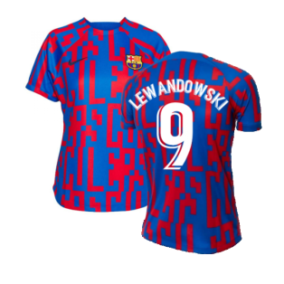 2022-2023 Barcelona Pre-Match Training Shirt (Blue) - Ladies (LEWANDOWSKI 9)