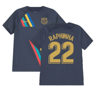 2022-2023 Barcelona Pre-Match Training Shirt (Obsidian) - Kids (RAPHINHA 22)
