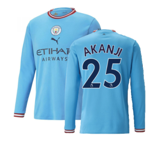 2022-2023 Man City Long Sleeve Home Shirt (AKANJI 25)