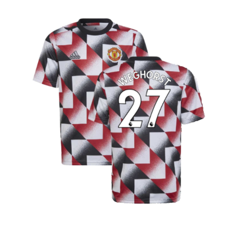 2022-2023 Man Utd Pre-Match Shirt (White) - Kids (Weghorst 27)
