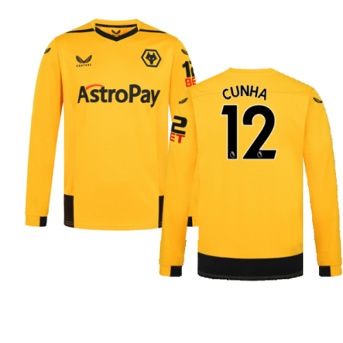 2022-2023 Wolves Long Sleeve Home Shirt (Cunha 12)