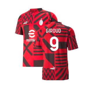 2022-2023 AC Milan Pre-Match Jersey (Red) (Giroud 9)