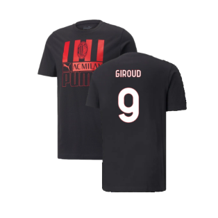 2022-2023 AC Milan FtblCore Tee (Black) (Giroud 9)