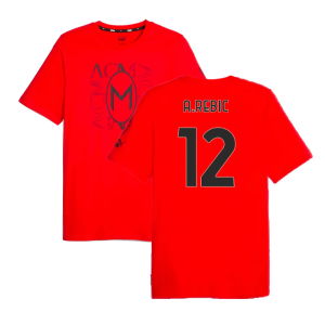 2023-2024 AC Milan FtblCore Graphic Tee (Red) (A.Rebic 12)