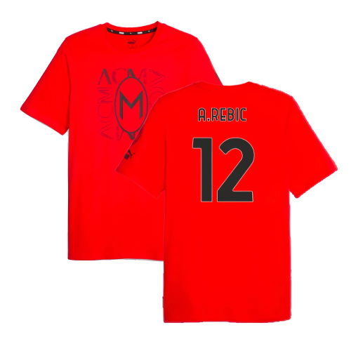 2023-2024 AC Milan FtblCore Graphic Tee (Red) (A.Rebic 12)
