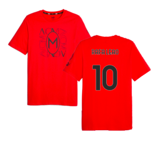 2023-2024 AC Milan FtblCore Graphic Tee (Red) (Rafa Leao 10)