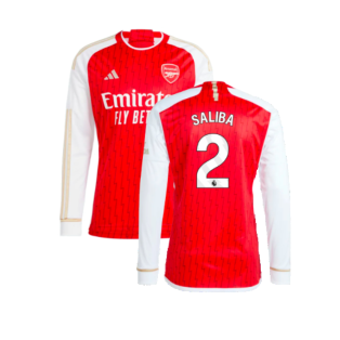 2023-2024 Arsenal Long Sleeve Home Shirt (Saliba 2)