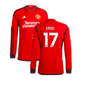 2023-2024 Man Utd Authentic Long Sleeve Home Shirt (Fred 17)