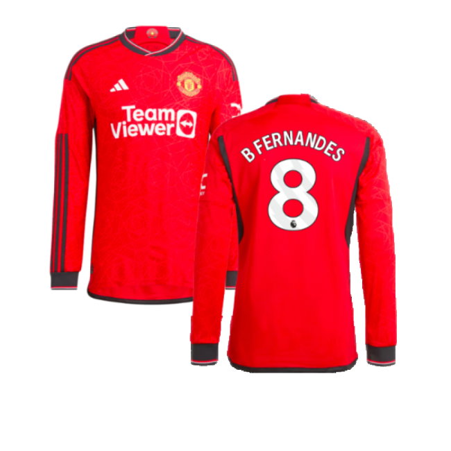 2023-2024 Man Utd Long Sleeve Home Shirt (B Fernandes 8)