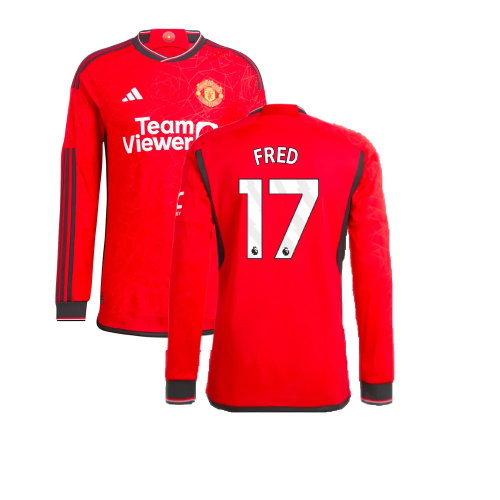 2023-2024 Man Utd Long Sleeve Home Shirt (Fred 17)