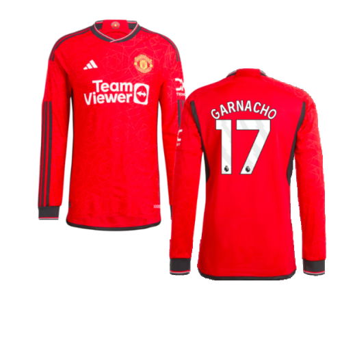 2023-2024 Man Utd Long Sleeve Home Shirt (Garnacho 17)