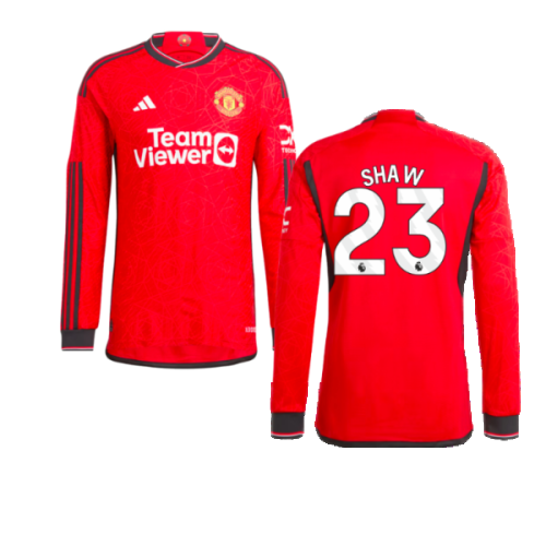 2023-2024 Man Utd Long Sleeve Home Shirt (Shaw 23)