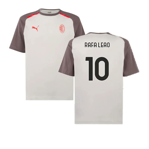 2023-2024 AC Milan Casuals Tee (Light Grey) (Rafa Leao 10)