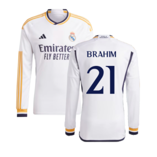 2023-2024 Real Madrid Long Sleeve Home Shirt (Brahim 21)