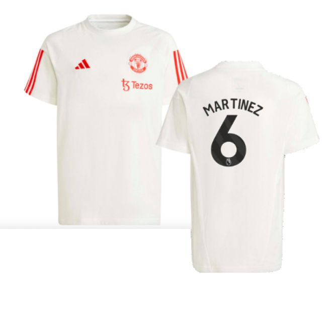 2023-2024 Man Utd Training Tee (White) - Kids (Martinez 6)