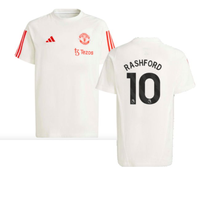 2023-2024 Man Utd Training Tee (White) - Kids (Rashford 10)