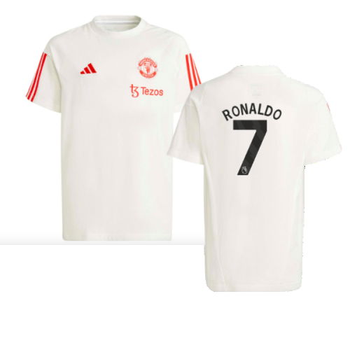 2023-2024 Man Utd Training Tee (White) - Kids (Ronaldo 7)