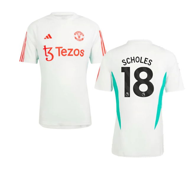 2023-2024 Man Utd Training Jersey (White) (Scholes 18)