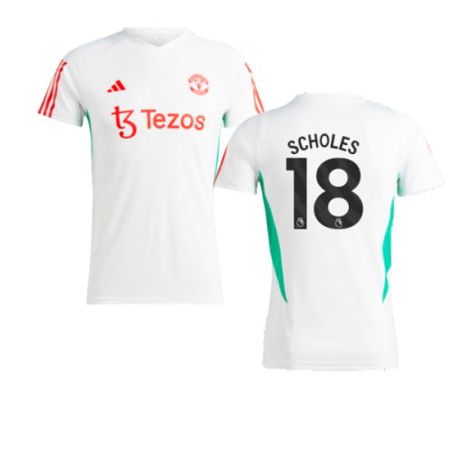 2023-2024 Man Utd Training Jersey (White) - Ladies (Scholes 18)