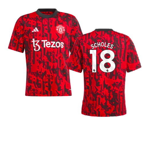 2023-2024 Man Utd Pre-Match Shirt (Red) - Kids (Scholes 18)