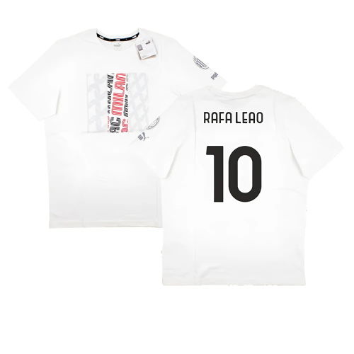 2023-2024 AC Milan FtblCore Graphic Tee (Grey) (Rafa Leao 10)