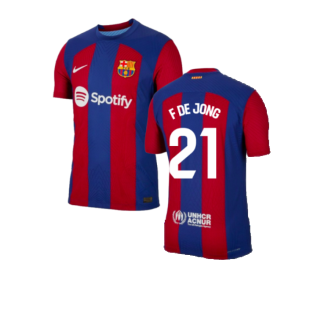 2023-2024 Barcelona Authentic Home Shirt (F De Jong 21)
