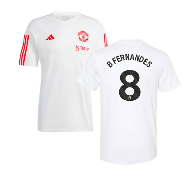 2023-2024 Man Utd Training Tee (White) (B Fernandes 8)