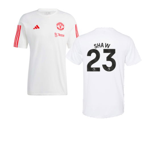 2023-2024 Man Utd Training Tee (White) (Shaw 23)