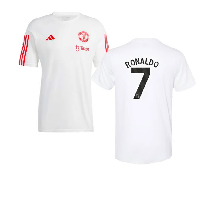 2023-2024 Man Utd Training Tee (White) (Ronaldo 7)