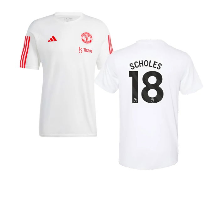 2023-2024 Man Utd Training Tee (White) (Scholes 18)