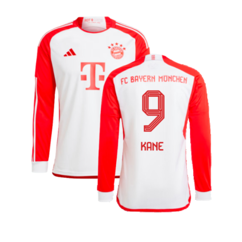2023-2024 Bayern Munich Long Sleeve Home Shirt (Kids) (Kane 9)