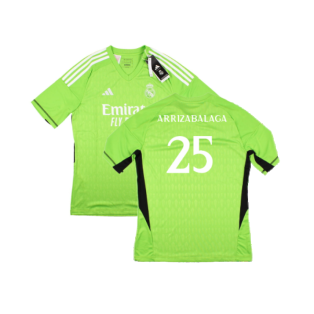 2023-2024 Real Madrid Home Goalkeeper Shirt (Solar Green) - Kids (Arrizabalaga 25)